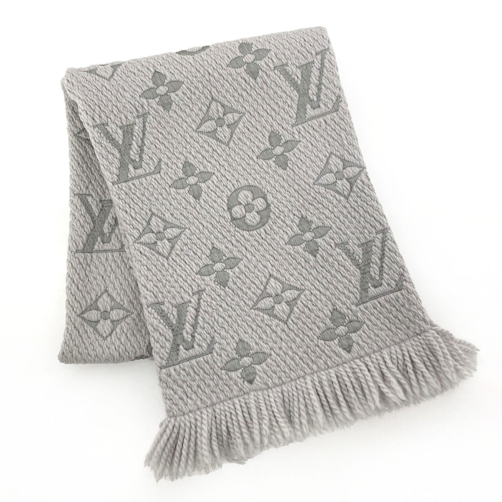 【まこと】LOUIS VUITTON エシャルプ M74742 モノグラム LOUIS VUITTON Scarf M74742 Escalp Logo Mania wool/silk gray gray
