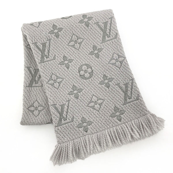 LOUIS VUITTON Scarf M74742 Escalp Logo Mania wool/silk gray gray Women Second hand