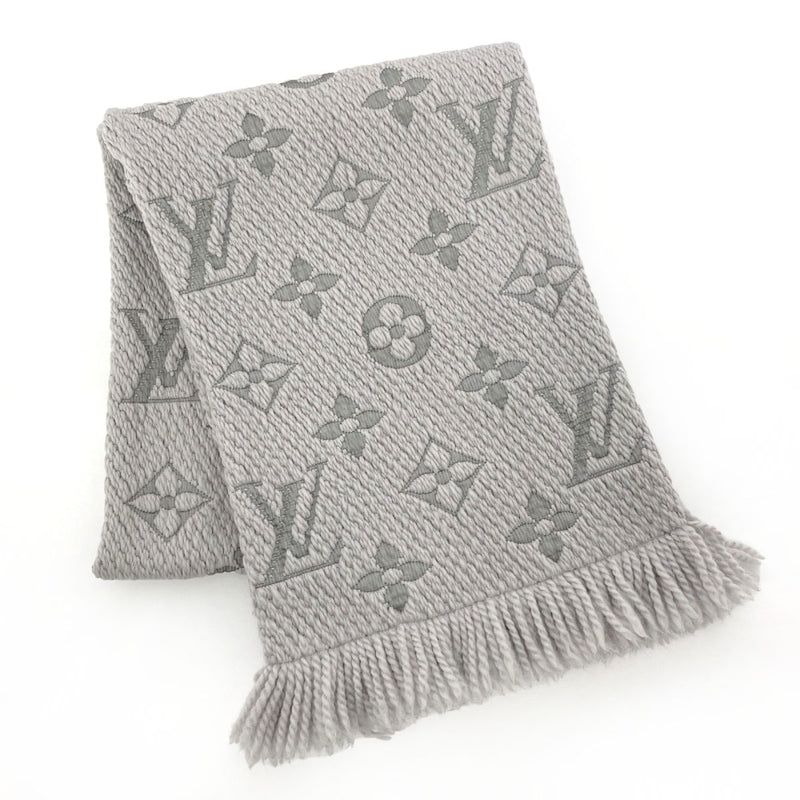 LOUIS VUITTON Scarf M74742 Escalp Logo Mania wool/silk gray gray Women Second hand