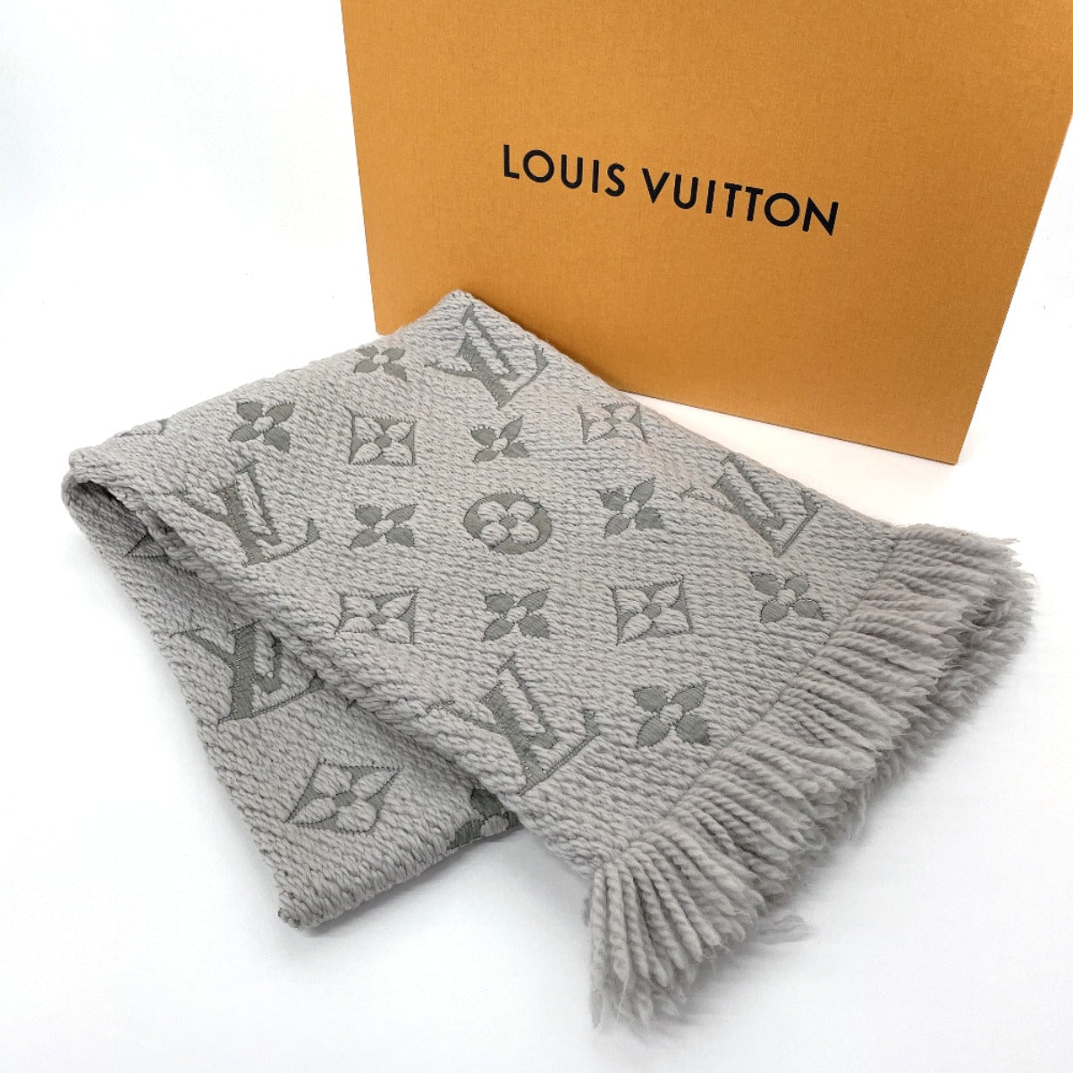 LOUIS VUITTON Scarf M74742 Escalp Logo Mania wool/silk gray gray