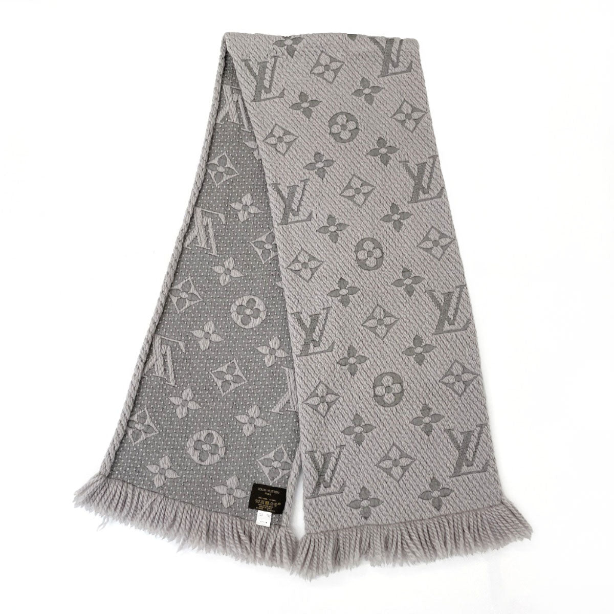 LOUIS VUITTON Scarf M74742 Escalp Logo Mania wool/silk gray gray