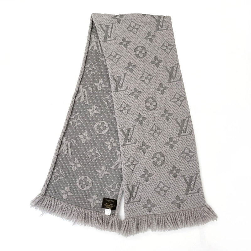 LOUIS VUITTON Scarf M74742 Escalp Logo Mania wool/silk gray gray Women Second hand