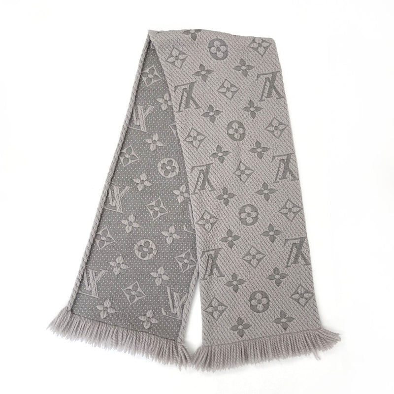 LOUIS VUITTON Scarf M74742 Escalp Logo Mania wool/silk gray gray Women Second hand