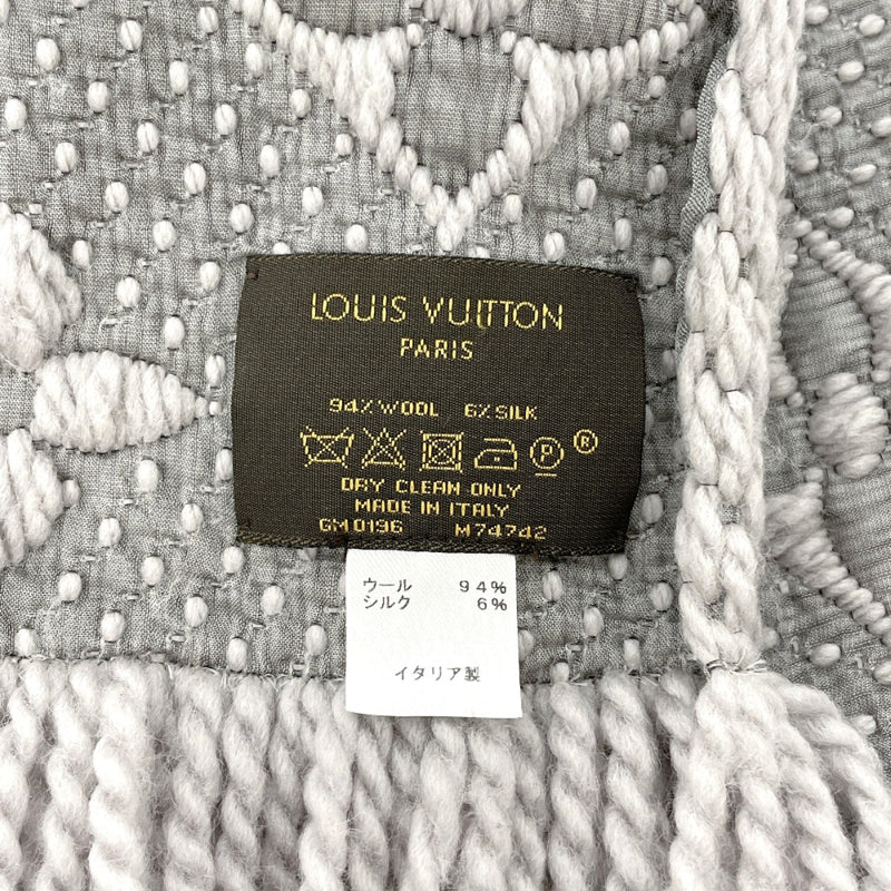 LOUIS VUITTON Scarf M74742 Escalp Logo Mania wool/silk gray gray Women Second hand
