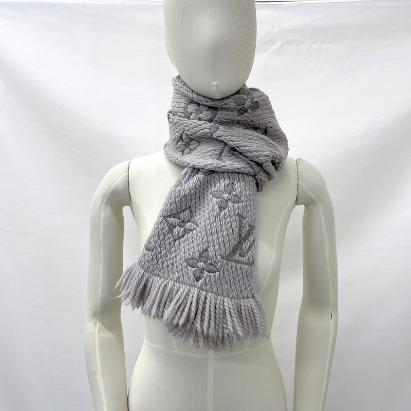 LOUIS VUITTON Scarf M74742 Escalp Logo Mania wool/silk gray gray Women Second hand