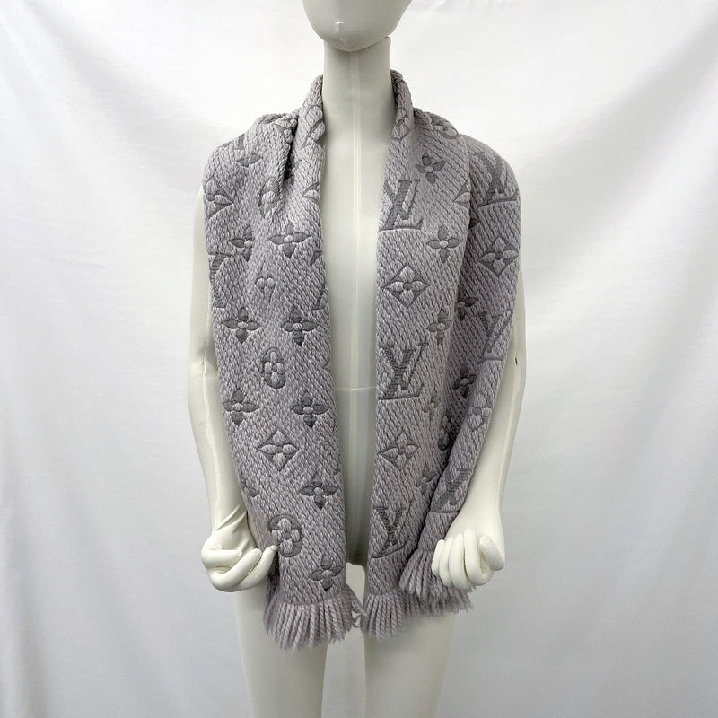 LOUIS VUITTON Scarf M74742 Escalp Logo Mania wool/silk gray gray Women Second hand