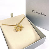 Christian Dior Necklace Emblem logo metal/Rhinestone gold Women Second hand