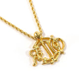 Christian Dior Necklace Emblem logo metal/Rhinestone gold Women Second hand