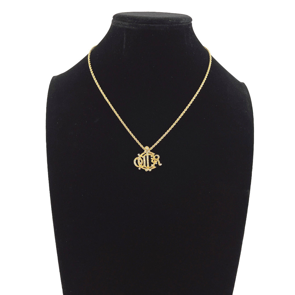 Dior ダブルCロゴ ネックレス Christian Dior Necklace Emblem logo metal/Rhinestone gold Women