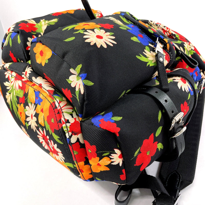 MIU MIU Backpack Daypack 5BZ033 Floral print canvas Black Black Women Used