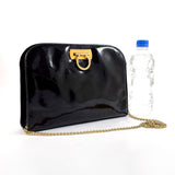 Salvatore Ferragamo Shoulder Bag P21 0587 Gancini ChainShoulder Patent leather Black Women Used