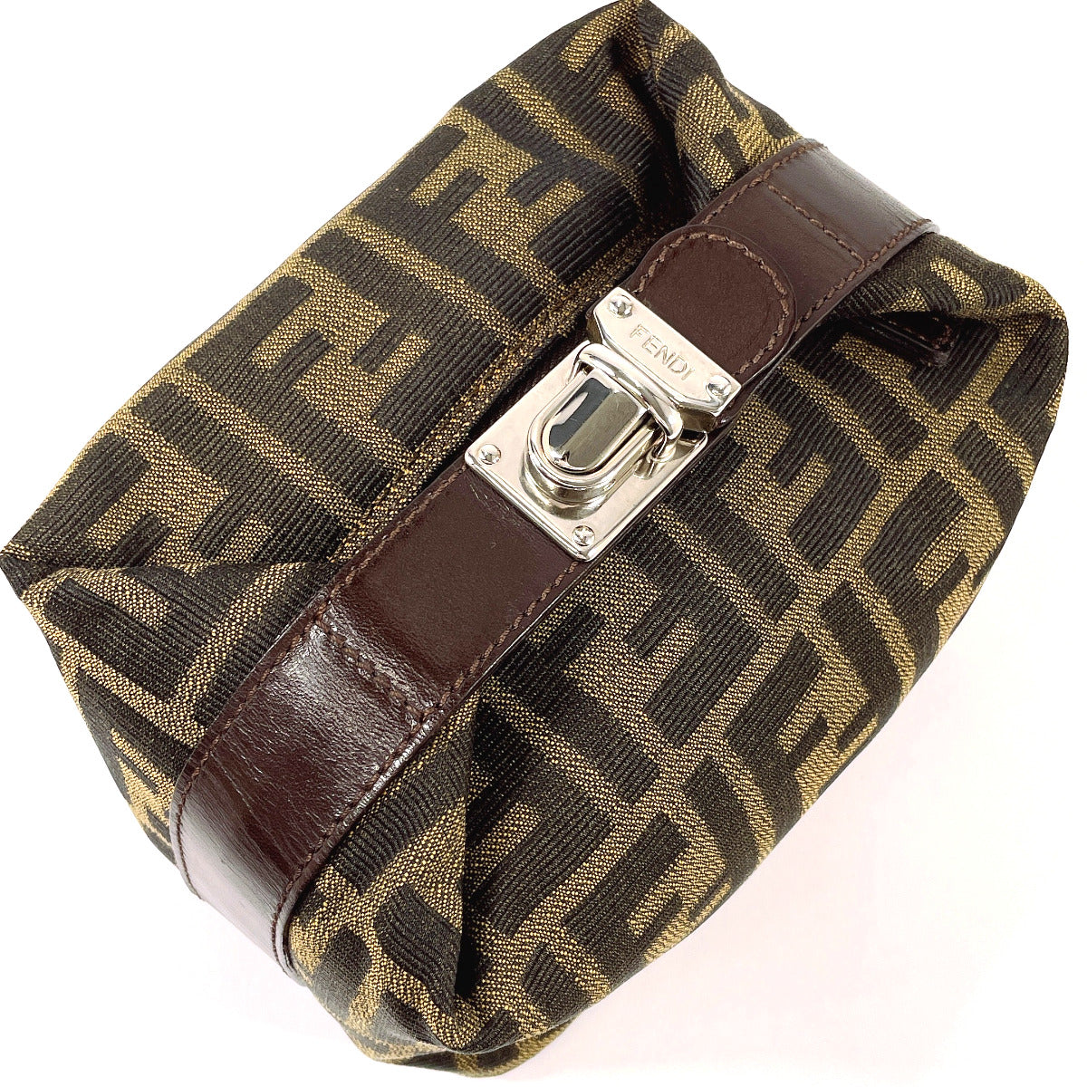 バッグ FENDI Zucca Vanity Bag Makeup Pouch FENDI Pouch Vanity bag Zucca canvas/leather Brown Women Second