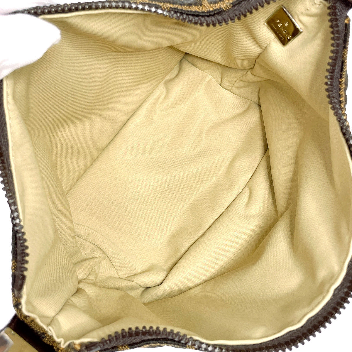 FENDI Pouch Vanity bag Zucca canvas/leather Brown Women Second