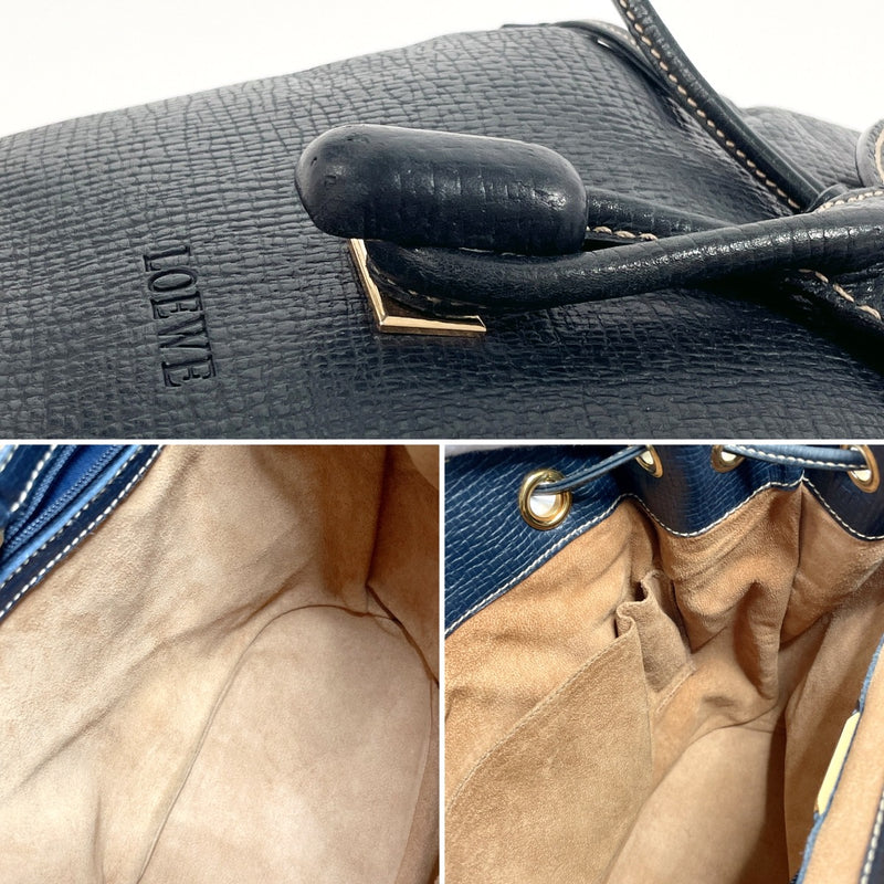 LOEWE Backpack Daypack leather Navy Women Second hand