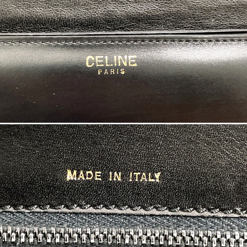 CELINE Shoulder Bag vintage leather Black Women Used