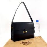 CELINE Shoulder Bag vintage leather Black Women Used