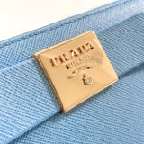 PRADA purse ribbon Safiano leather blue 12C Women Used