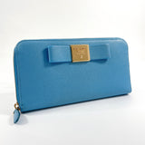 PRADA purse ribbon Safiano leather blue 12C Women Second hand