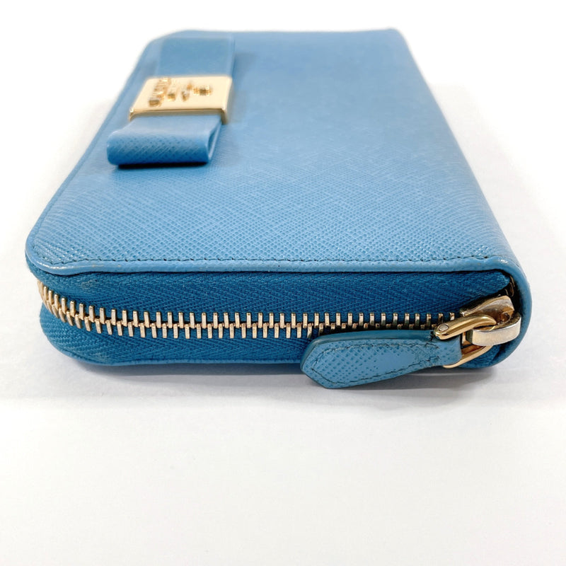 PRADA purse ribbon Safiano leather blue 12C Women Used