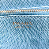 PRADA purse ribbon Safiano leather blue 12C Women Used