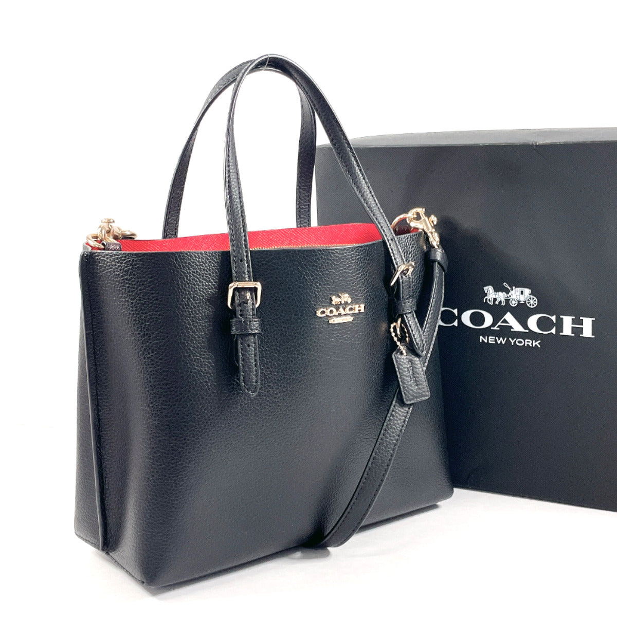 COACH Tote Bag C4084 2WAY Molly leather Black Black Women Second