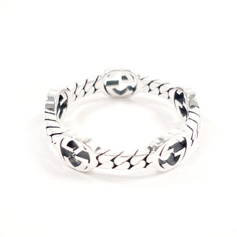 GUCCI Ring Interlocking G Silver925 #US 8 1/2 Silver mens