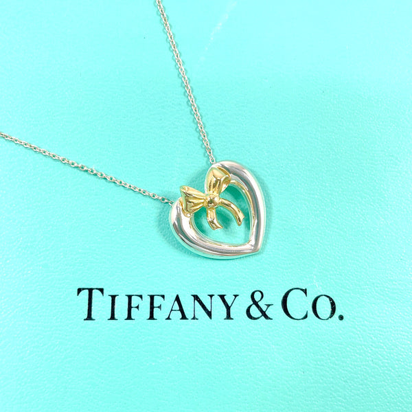 TIFFANY&Co. Necklace Heart ribbon Silver925/K18 yellow gold Silver Silver Women Second hand