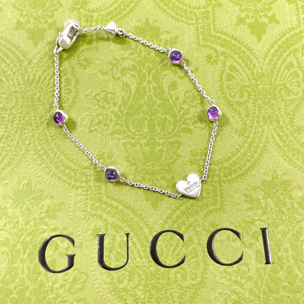 GUCCI bracelet Trademark Heart Silver925/amethyst Silver Silver Women Second hand