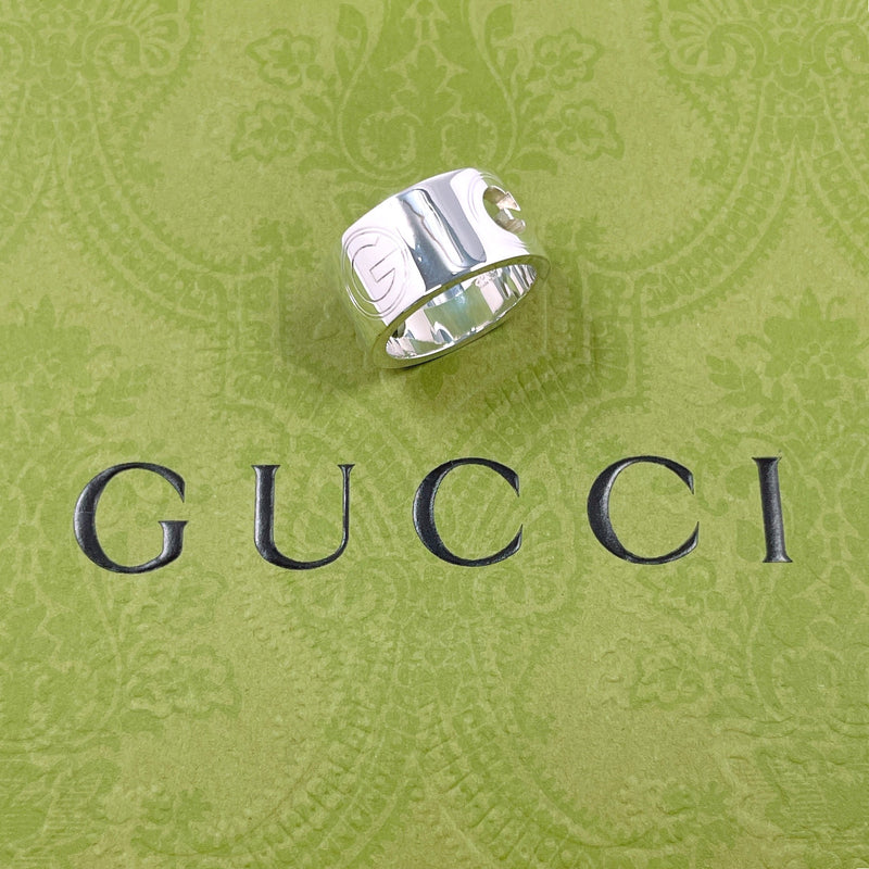 GUCCI Ring G logo wide ring Silver925 #US 5 1/4 Silver Women Second hand