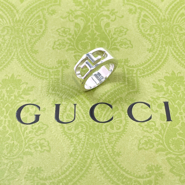 GUCCI Ring Double G logo Silver925 #US 6 Silver unisex Second hand