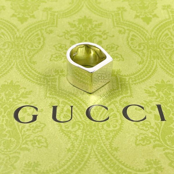 GUCCI Ring Square Signet Silver925 #US 5 1/2 Silver unisex Second hand