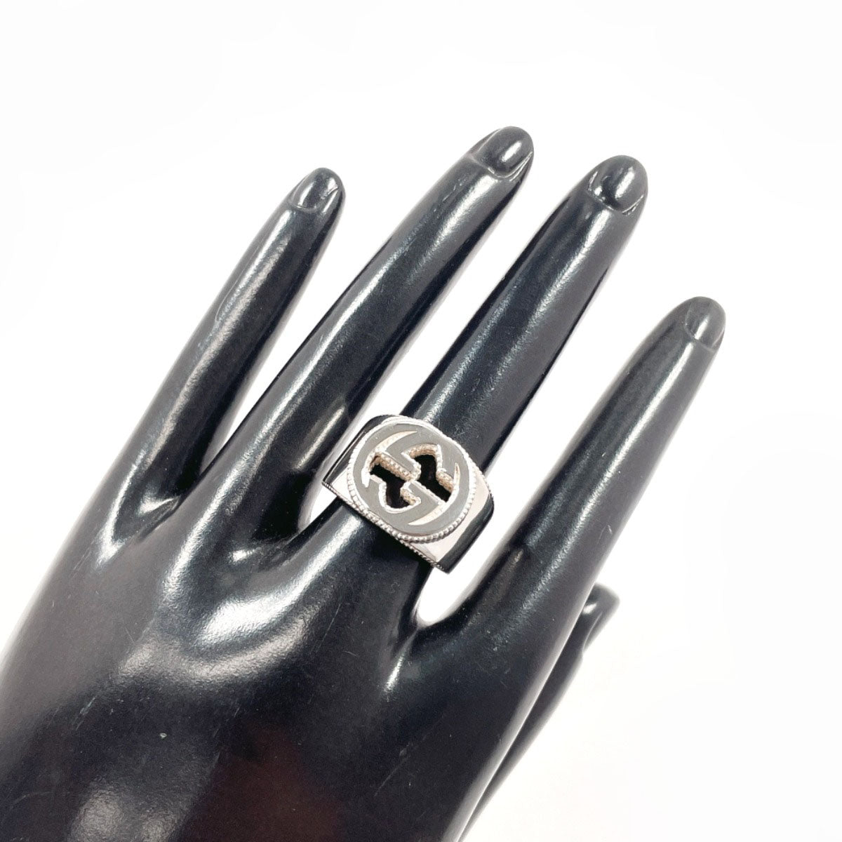 GUCCI Ring Interlocking G Silver925 #US 7 Silver mens Second hand