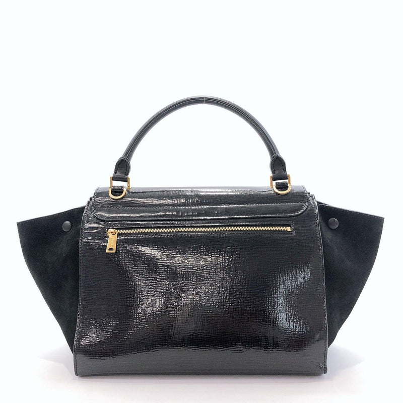 CELINE Handbag Trapeze Trapeze medium Patent leather/Suede black Gold Hardware Women Used - JP-BRANDS.com