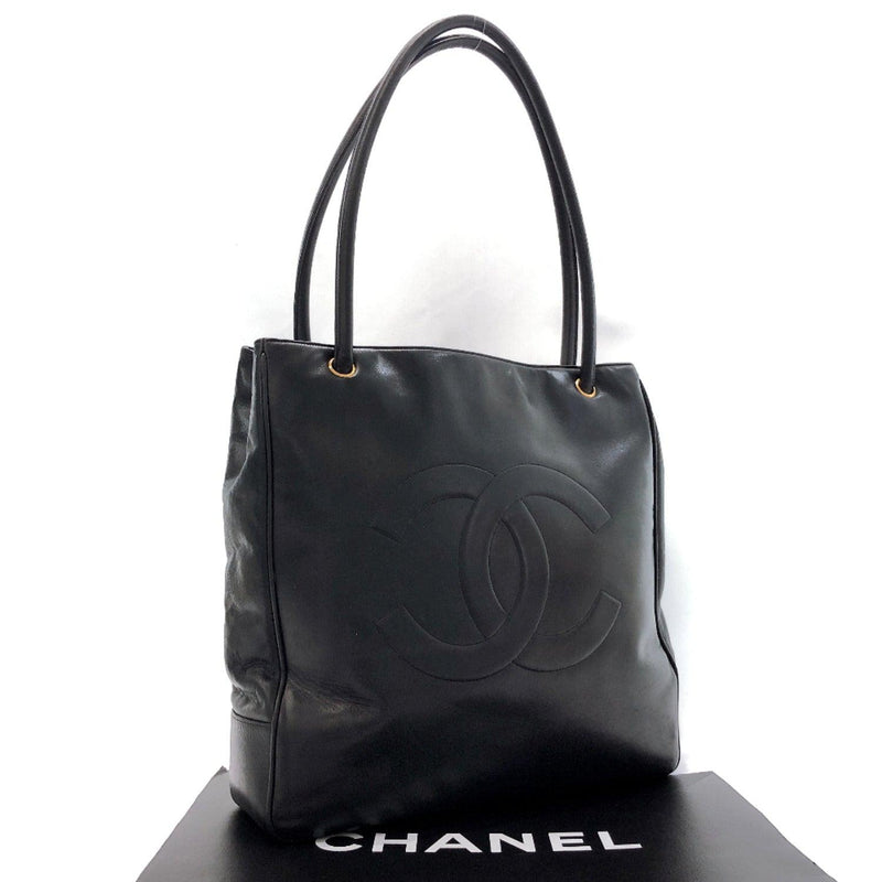 chanel bag black tote leather