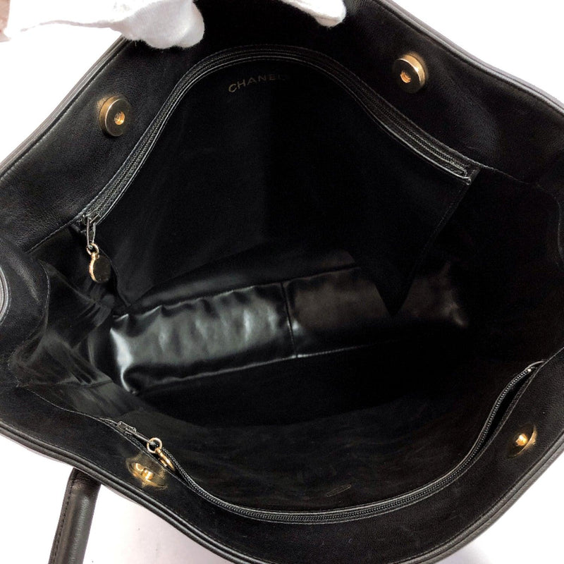 Black Leather Quilted Chanel Style Tote