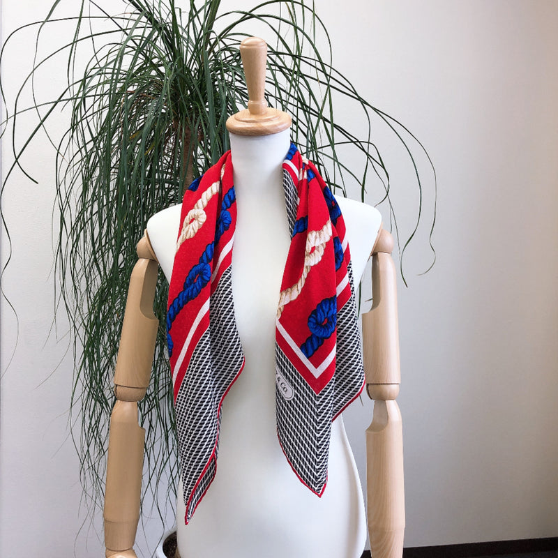 TIFFANY&Co. scarf T DESIGN silk Red blue Women Used