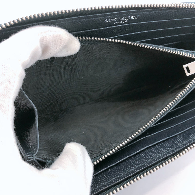 SAINT LAURENT PARIS purse Round zip leather Navy Silver Women Used