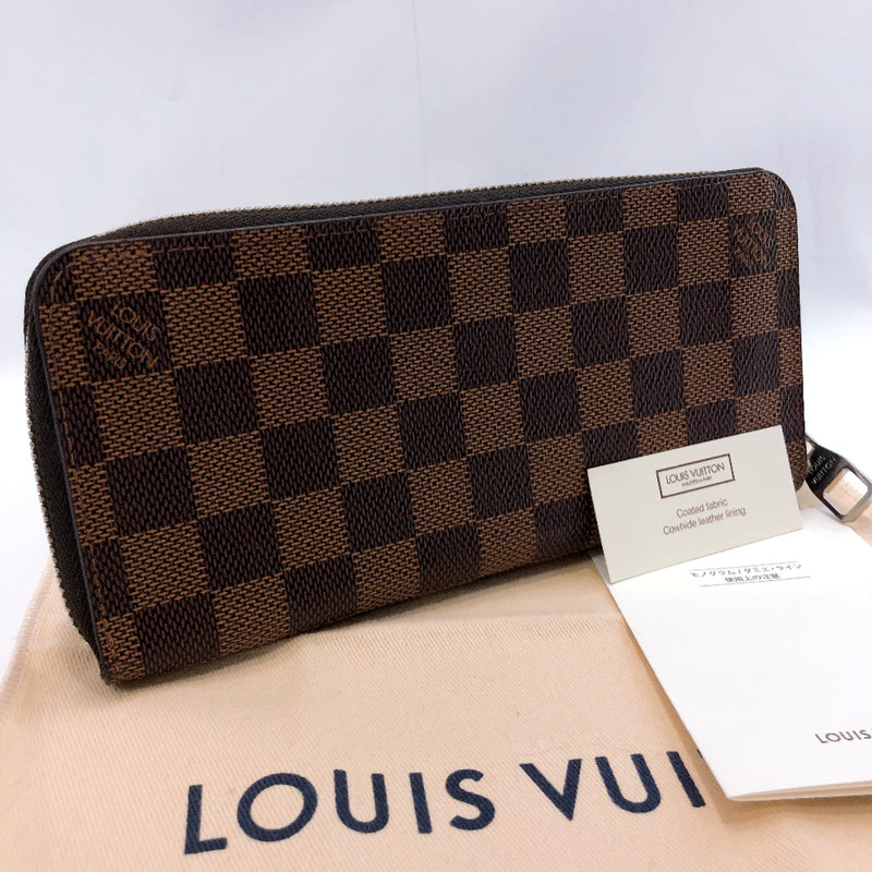 LOUIS VUITTON purse N61207 Vertical Zippy wallet Damier canvas Brown unisex Used