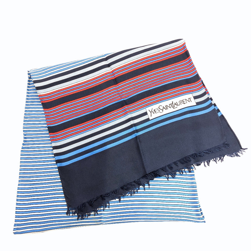 YVES SAINT LAURENT scarf silk blue Women Used