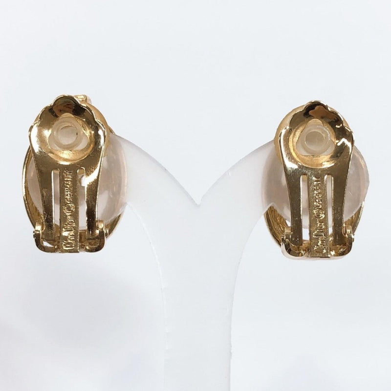 Christian Dior Earring vintage Rhinestone & Logo metal gold Women Used - JP-BRANDS.com