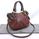 MIUMIU Shoulder Bag 2way leather wine-red Women Used