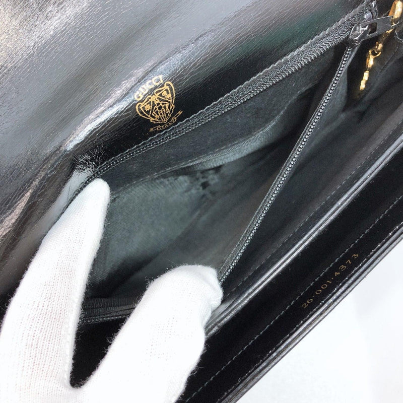 GUCCI Shoulder Bag Vintage crest charm Old Gucci leather black