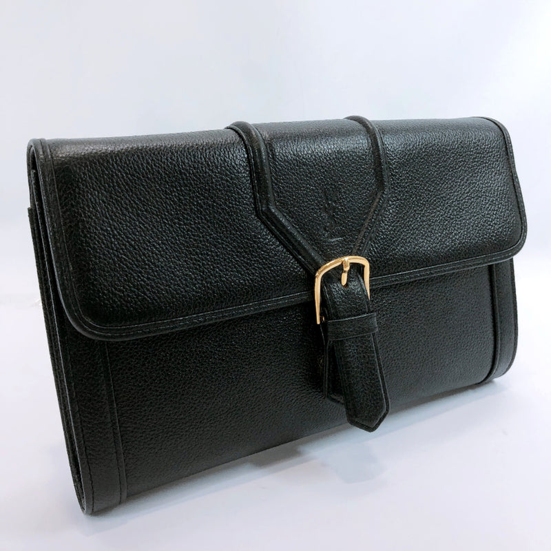 YVES SAINT LAURENT Clutch bag leather black Women Used