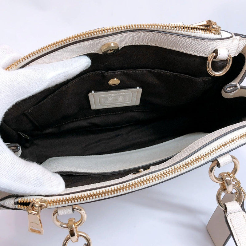 COACH Shoulder Bag 2way leather/Gold Hardware Ivory white Women Used –