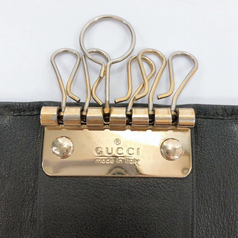 GUCCI key holder 138093 six hooks Sima leather black mens Used