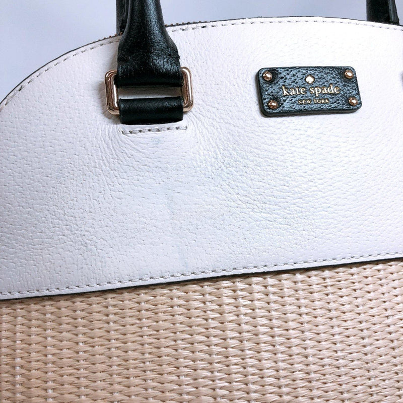 Kate Spade Handbag WKRU5476 Grove street 2way leather/straw white beige Women Used - JP-BRANDS.com