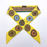 HERMES scarf Twilly Ballerina pattern silk yellow multicolor Women Used - JP-BRANDS.com