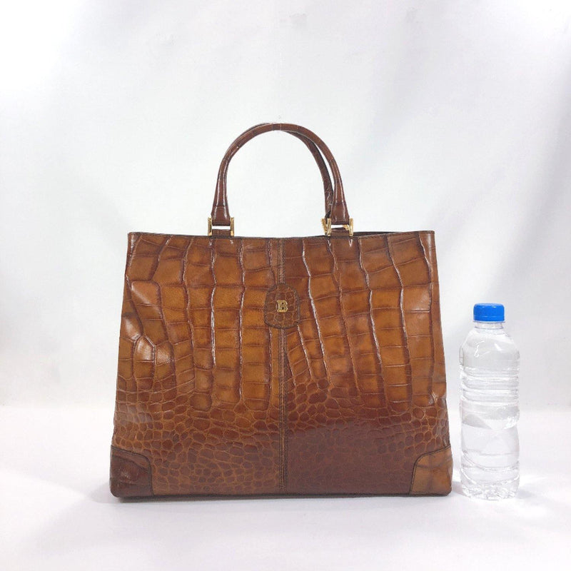 BALLY Tote Bag Embossing leather Brown Women Used - JP-BRANDS.com