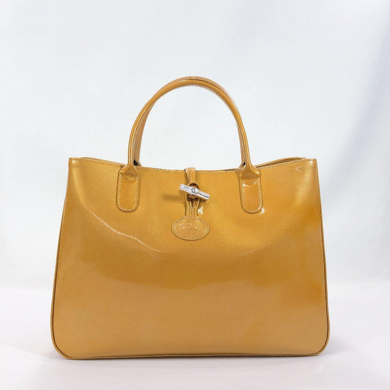 Longchamp Tote Bag Patent leather Mustard color Women Used - JP-BRANDS.com