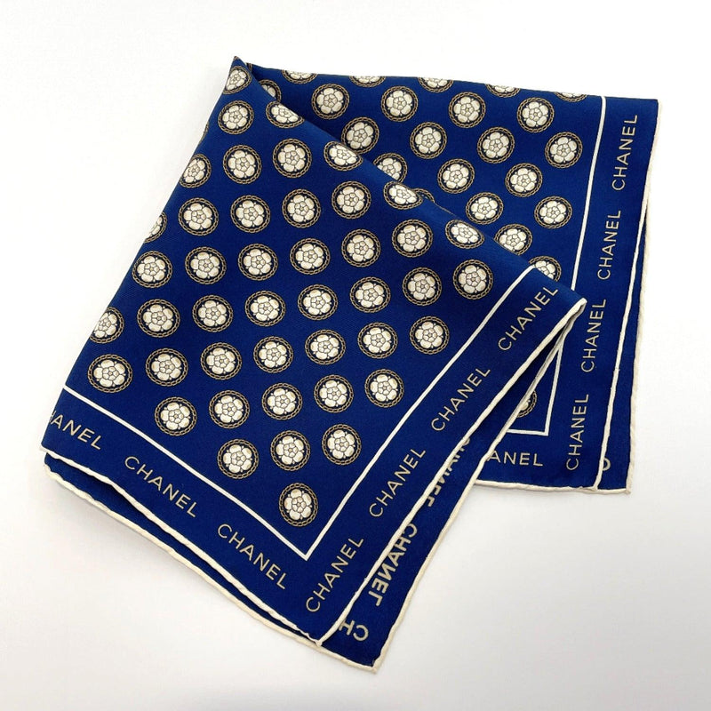 CHANEL handkerchief Camelia silk Navy Women Used - JP-BRANDS.com